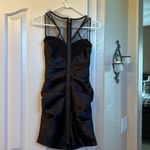 Hailey Logan  Black silk dress with mesh top and zipper back Photo 2