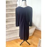 Talbots  Navy Ponte Fit & Flare 3/4 Sleeve Knee Length Parisian Scarf Tie Dress Photo 2