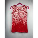 Nina Leonard Womens XS Red & White Sleeveless Floral Knit Top Photo 4