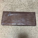 Lodis Brown Crocodile Embossed Clutch Photo 3