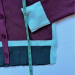 Design History  Button Down Magenta Green Cardigan Sweater Size Medium NWT Photo 5