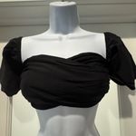 Blue Blush Whimisigoth Black Women's Bandeau Top Size S Puff Sleeves Indie Boho Photo 0