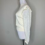 Mint Brand Cream Mock Neck Sweater Lace Sleeves Ruffle Trim Sz Medium Photo 2
