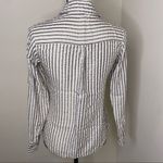 EXPRESS  The Portofino Shirt Gold White‎ Blue Striped Women's Sz Slim Small Photo 4