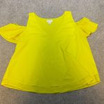 Bisou Bisou Yellow Green Cold Shoulder Blouse Photo 0