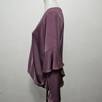 EXPRESS  Dusty Mauve Hammered Satin Surplice Ruffle Sleeve Blouse Size Large Photo 3