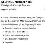 Michael Kors MICHAEL  “Carrigan” Black Suede Wedge Lace Up Booties 8.5 Photo 15