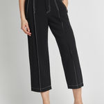Badgley Mischka ‎ Wide Leg Crop Pant With Contrast Stitching Black NWOT Size 6 Photo 0
