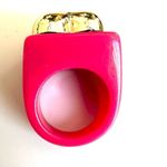 Pink gold tone heart cocktail ring Photo 2