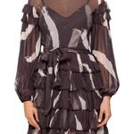 Zimmermann Painted Heart Tier Mini Dress Charcoal Brushstroke Size 0 US 4 NWT Photo 0