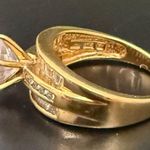 925 Vermeil Gold Over Sterling Silver 8mm CZ Solitaire Women’s Ring Size 8 6g. Photo 2