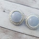Vintage Clip On Earrings Very Light Blue Frosted Photo 3