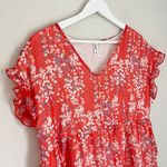 ePretty NWT Floral Tiered V Neck Ruffle Sleeve Mini Dress Red White Size Medium Photo 3