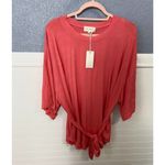 MELLODAY  Red 3/4 Sleeve Tie Blouse Photo 2