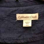 Coldwater Creek Linen Utility Button Down Shirt Jacket Navy Blue 4-6 Photo 2