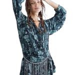 Free People Dance ‘Till Dawn Floral Long Sleeve Open Back Romper Sz Large NWOT Photo 0