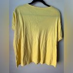 basic editions Vintage  Womens Shirt Size XL Yellow Solid Short Sleeve V-Neck Photo 2