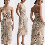 Reiss NWOT  Rosie Animal print faux wrap dress belted v neck dress size 2 Photo 1