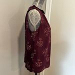 Loft Women's Blouse Medium Plum Purple & Floral Sleeveless Ruffle Collar Blouse. Photo 11