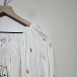 Emerson Fry India Collection Frances White Gold Print Blouse L Boho Peasant Top Size L Photo 4