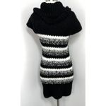 Candie's Womens Chunky Knit Sweater Dress SizeL Cowl Neck Black White Striped Photo 2