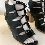 Hinge  Black Leather Lace Up Drea Heeled Sandals Photo 7