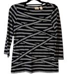 Chico's Chico’s Layered Double-Stripe Top Black White Striped ‎ Vanity Size 0/US Small Photo 2