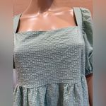 MARBLE Light Green Mini Dress with Puff Sleeves Size L Photo 1