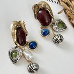 ZARA Elephant Dangle earrings Animal Pearl Gems Heart Charms Womens Jewelry Photo 9