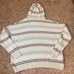 Stitches & Stripes Hooded Knit Sweater Striped Light Gray Blue Casual Size M Photo 6