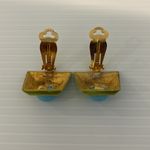 Vintage Har Geometric Clip Earrings (1955) Green/Blue Signed Green Photo 4