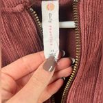 Anthropologie Daily Practice Velour Corduroy Hoodie Brown Plum Size XS Photo 3