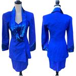 Vintage 90s Electric Blue Sequin Sleeveless Dress And Jacket Set 6 Photo 3