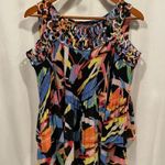 Kate & Mallory Y2K crinkle babydoll cold shoulder cutouts rainbow top ruffle boho Photo 7