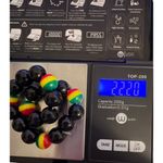 Glass Bead Rasta Stretch Bracelet Black Red Yellow Green 22.20g Sitting at 6" Photo 4