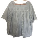 The Vermont Country Store Women's 3/4 Sleeve Blouse Blue White Stripe Size 2X‎ Photo 0