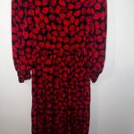 Who What Wear  Women's Red Leaf Patterned Dress Size Small side zipper Photo 7
