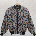 Carol Horn Vintage 100% Silk Feather Print Bomber Jacket M Retro Artwear Black Size M Photo 1