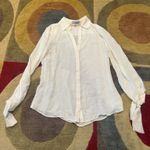 El Ganso Off White Tie Sleeve Sheer Thin Button Down Blouse Top Women’s Small Photo 0
