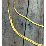 Gold Tone Herringbone Double Strand Chain Necklace Convertible 2 Chains 17" 21" Photo 3
