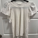 A.L.C. White Flutter Sleeve Cotton Shirt Photo 0