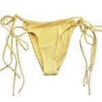🔃Yellow Striped Double Side Tie Bikini Swimsuit Bottom Size M Photo 0