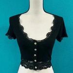 Me to We  black lace button up top in size small Photo 0