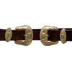 Y2K Western Brown Rose Gold Tone Double Buckle Belt. XS/S Floral Feminine Boho Photo 9