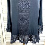 INC  (International Concepts) Cold Shoulder Blouse Lace Trim Black-Small Photo 1