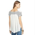 Free People  French Kiss Mixed Media Top, Stripe Blue White, High Low, Size XS Photo 1