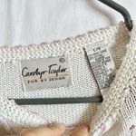 Carolyn Taylor VTG  White Knit Scoop Neck Short Sleeve L  90s Foral Embroidery Photo 2