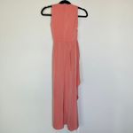 Lovers + Friends  CHICHIRA GOWN Pink satin faux wrap plunge neck maxi gown XXS Photo 4