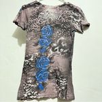 Sinful  Women's Top with Blue and Gray Design Photo 9