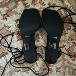 Princess Polly Billini Page Black Ankle Wrap Lace Up Square Toe Heels 10 Photo 6